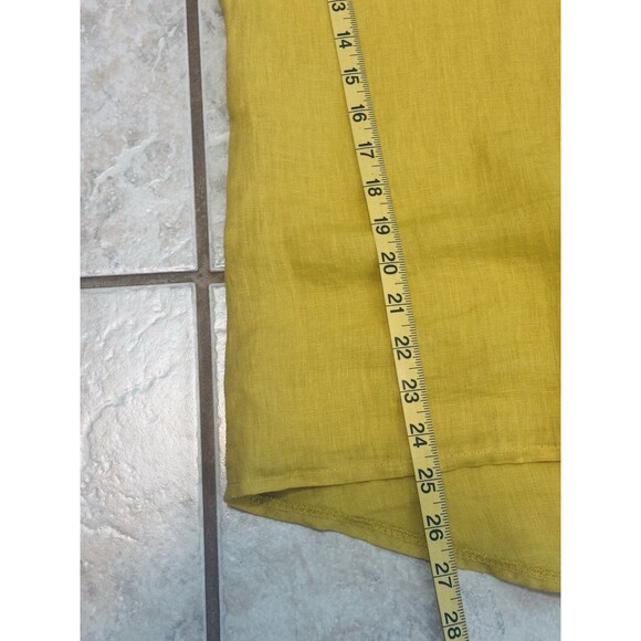 TERZO MILLENNIO Women Size L Mustard Linen Embroidered Top Timeless Lagenlook - Picture 6 of 9